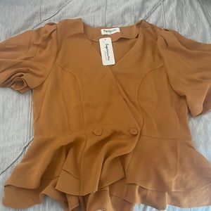 Brand New Mustard Short-Sleeved Blouse - Size Large